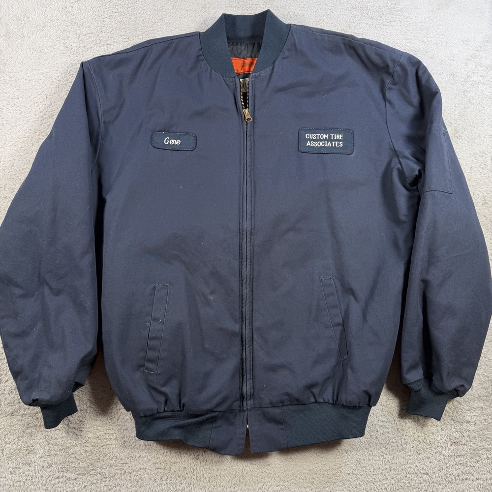 Cintas Jacket Mens XLT Blue Bomber Insulated Workwear Full Zip Quilted Work